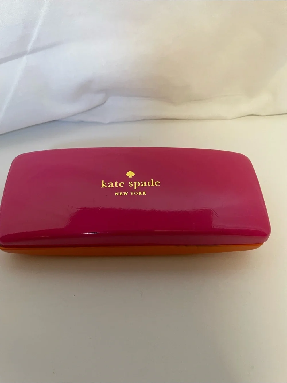 kate spade glossy pink and orange sunglasses case